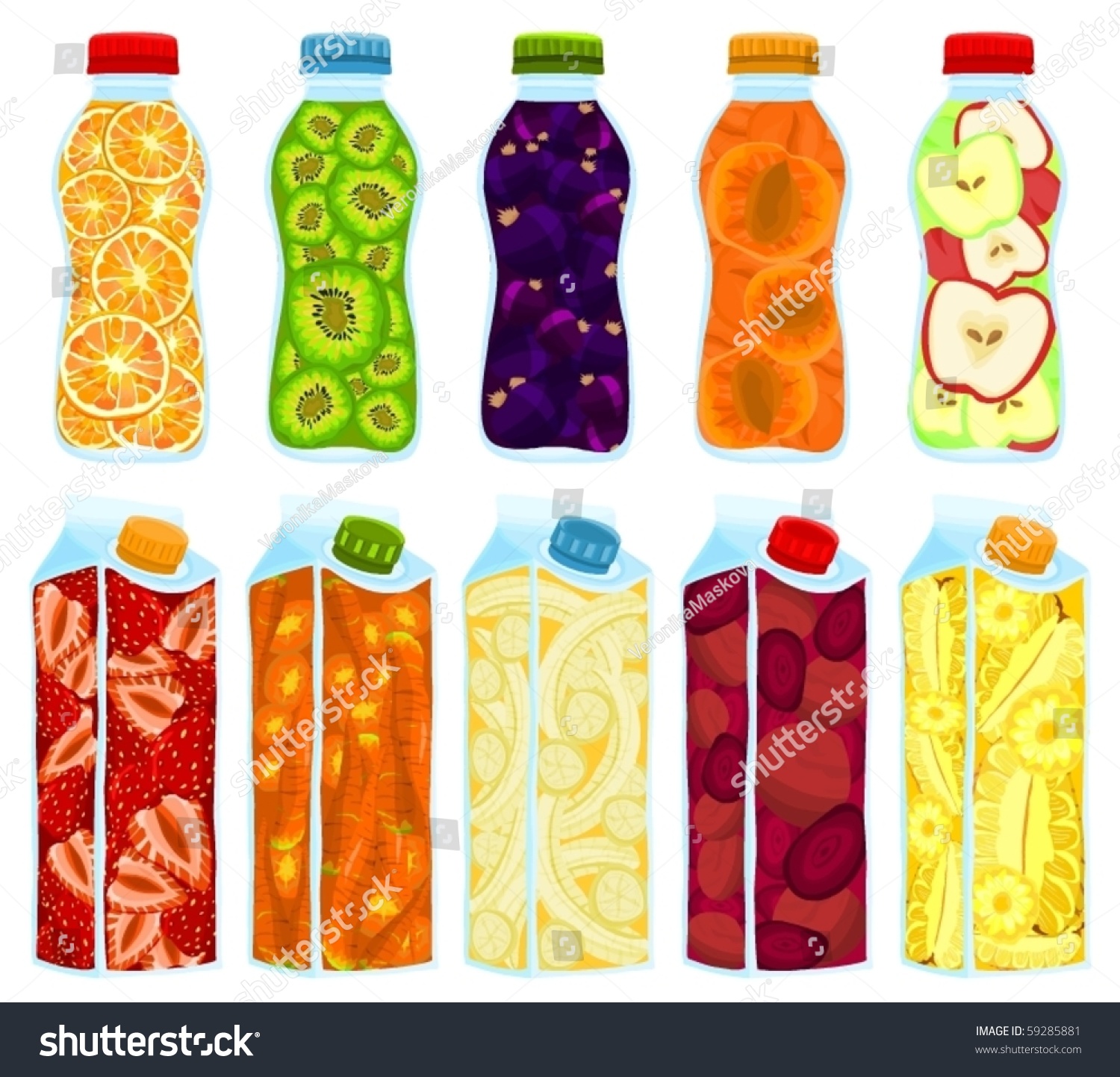 Set Of A Fruit Bottles Stock Vector Illustration 59285881 : Shutterstock