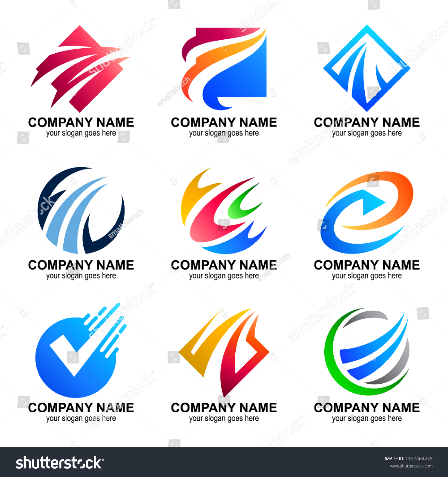 Set Abstract Business Logos Stock Vector (Royalty Free) 1197464278