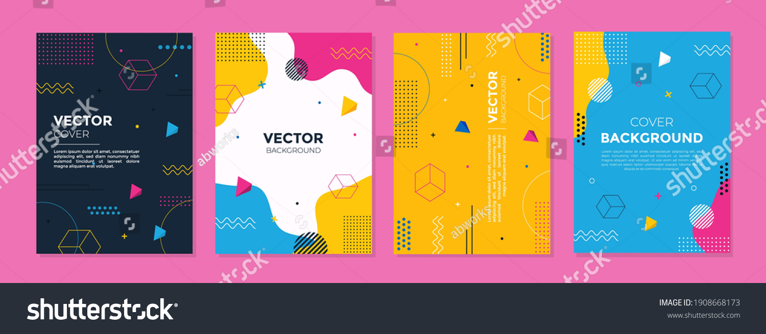 SVG of Set of abstract geometric memphis templates. Universal cover Designs for Annual Report, Brochures, Flyers, Presentations, Leaflet, Magazine. svg