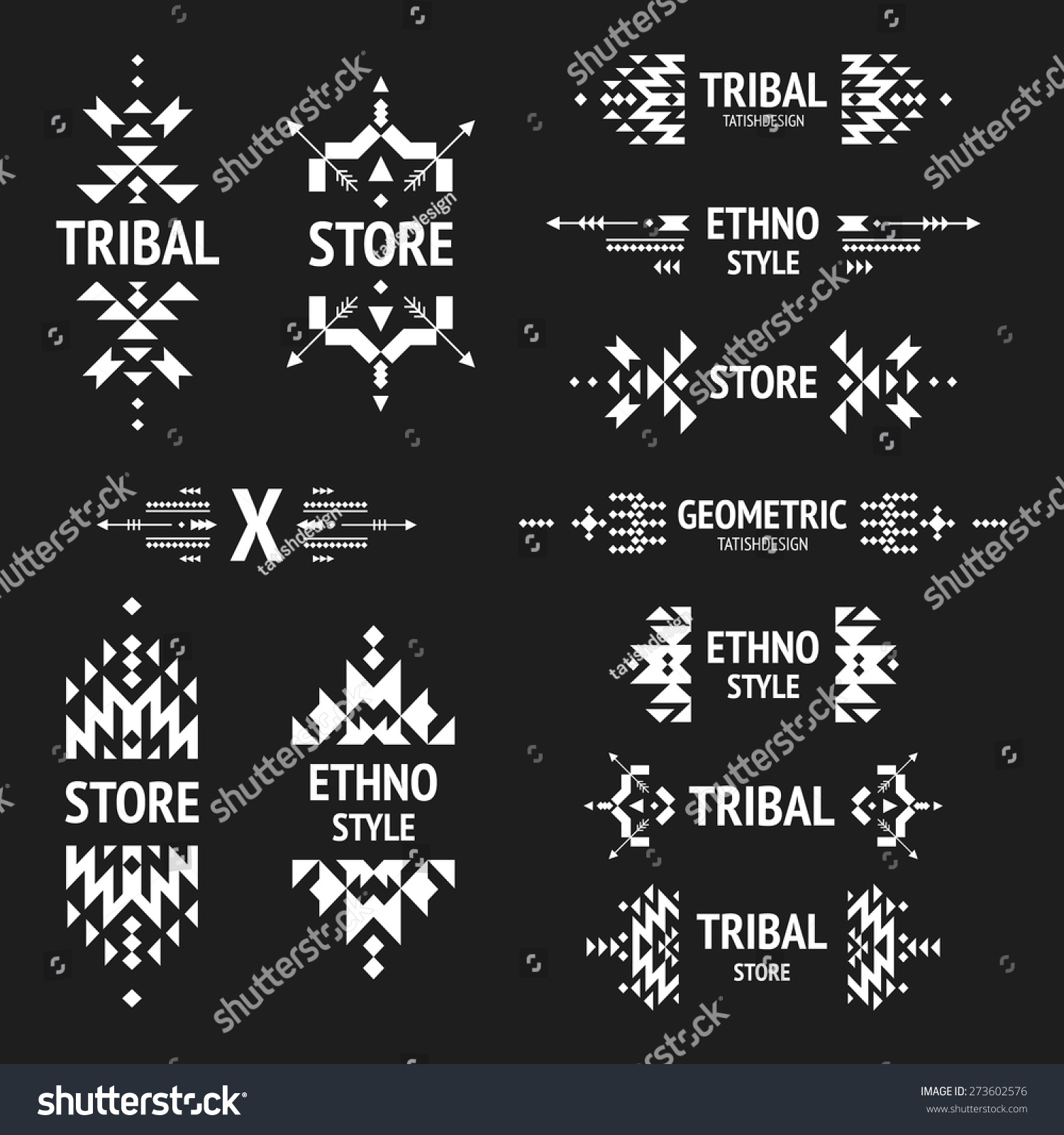 Set Abstract Logo Tribal Ethnic Geometric Stock Vector (Royalty Free ...