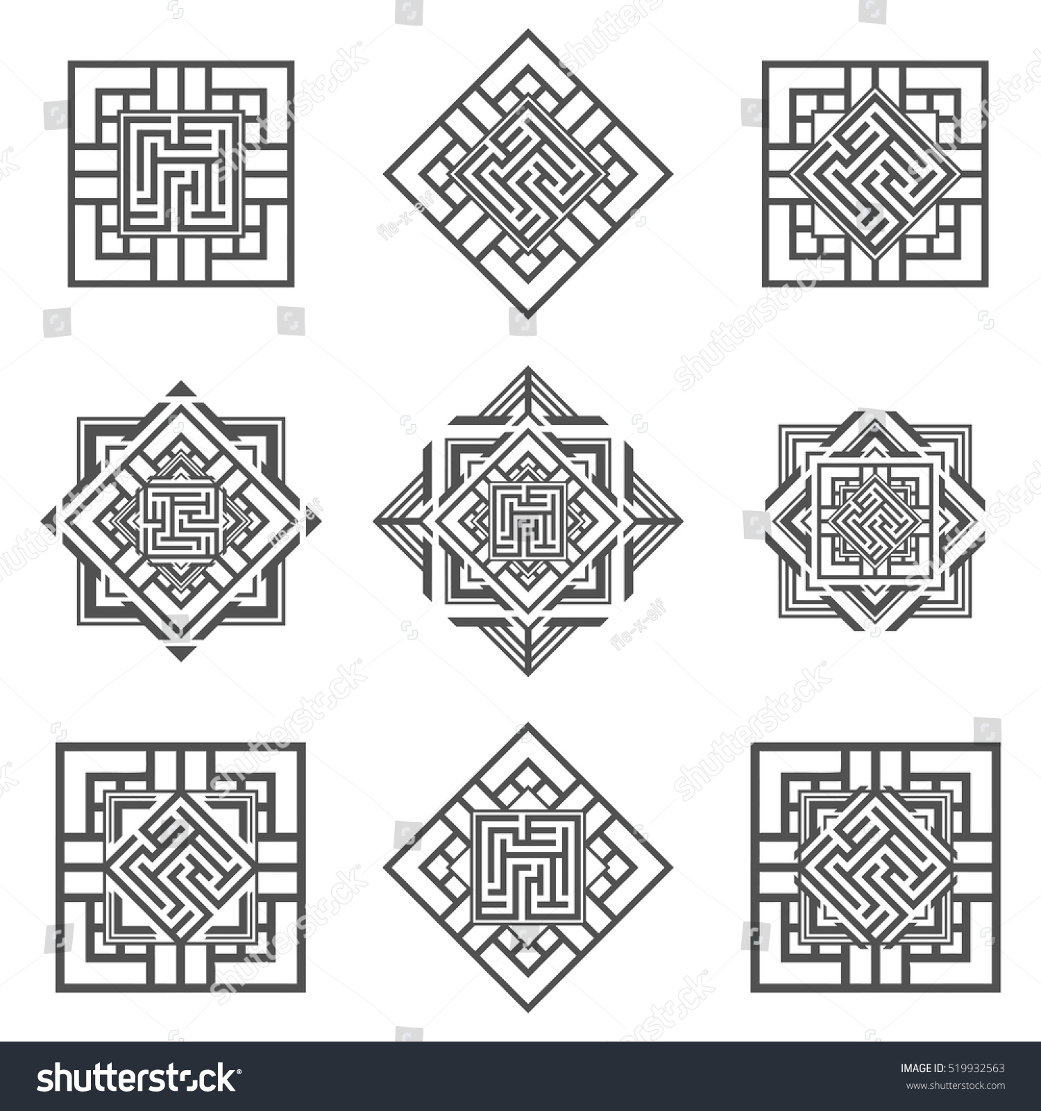 Set Abstract Maze Elements Maze Emblem Stock Vector (Royalty Free ...