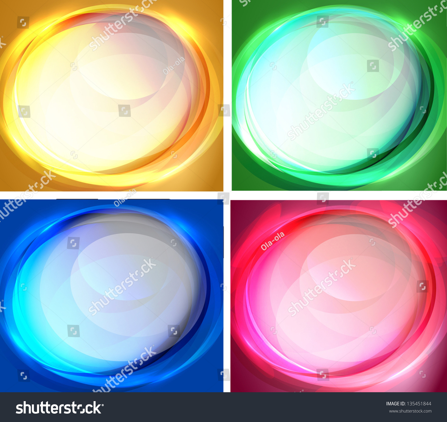 Set Of Abstract Oval Backgrounds Stock Vector Shutterstock