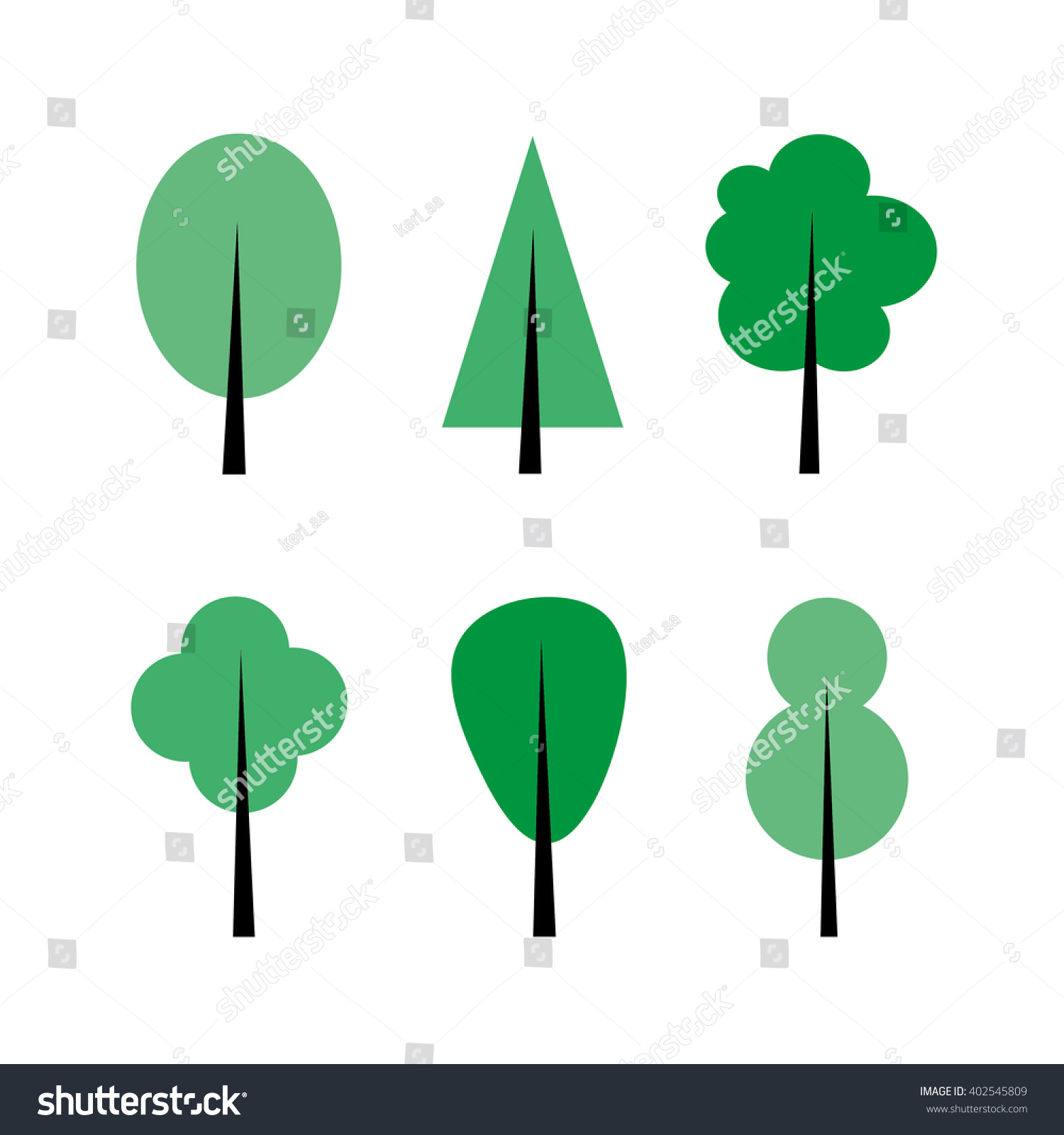 Set Abstract Stylized Trees Natural Vector Stock Vector Royalty Free 402545809
