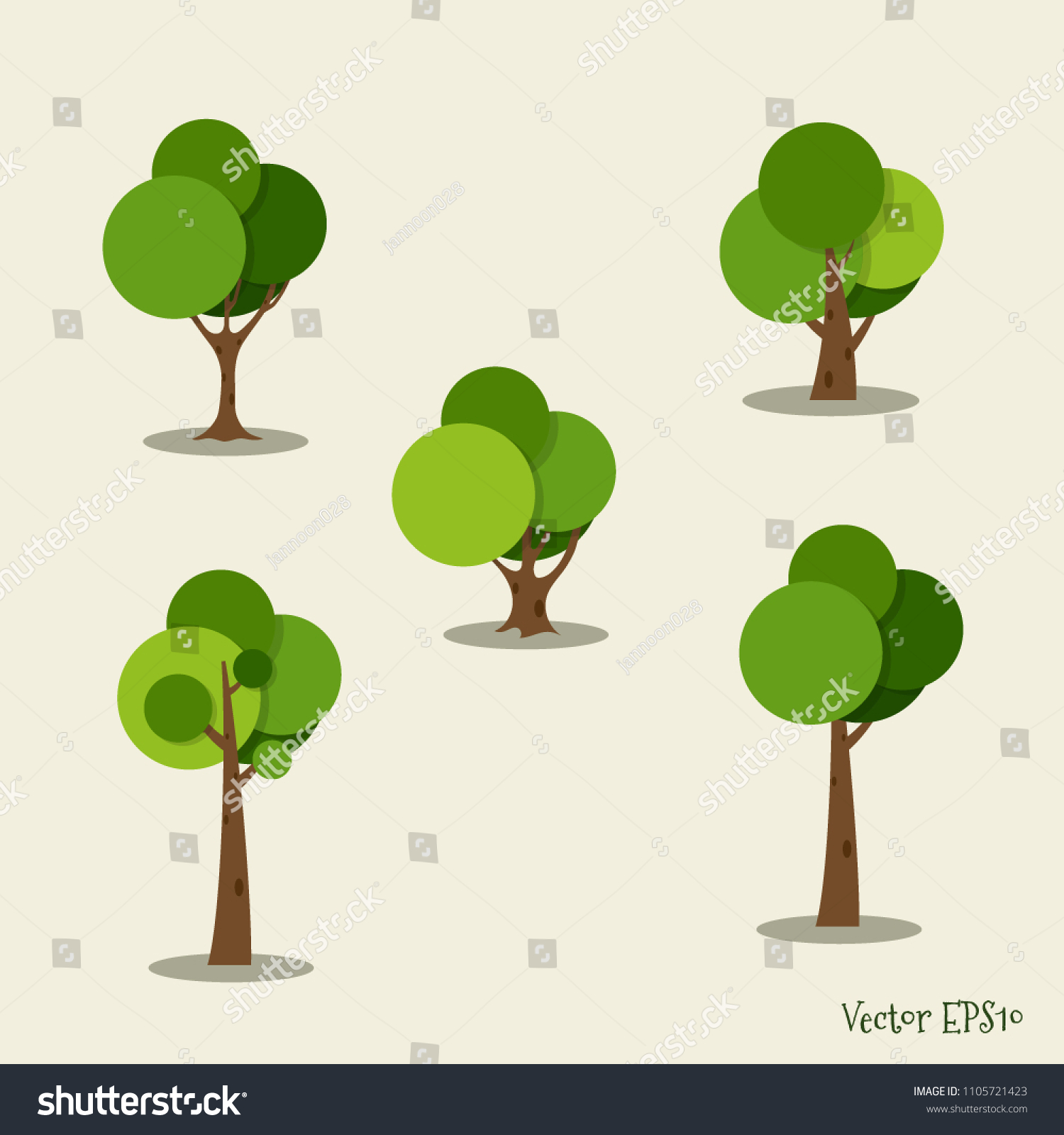 Set Abstract Tree Vector Illustration Stock Vector Royalty Free 1105721423 Shutterstock 