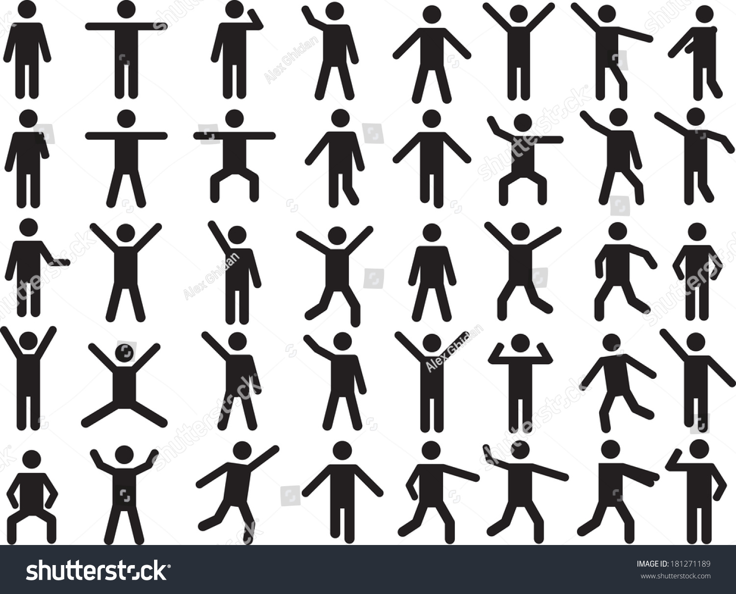 Set Active Human Pictogram Different Colors Stock Vector 181271189 ...