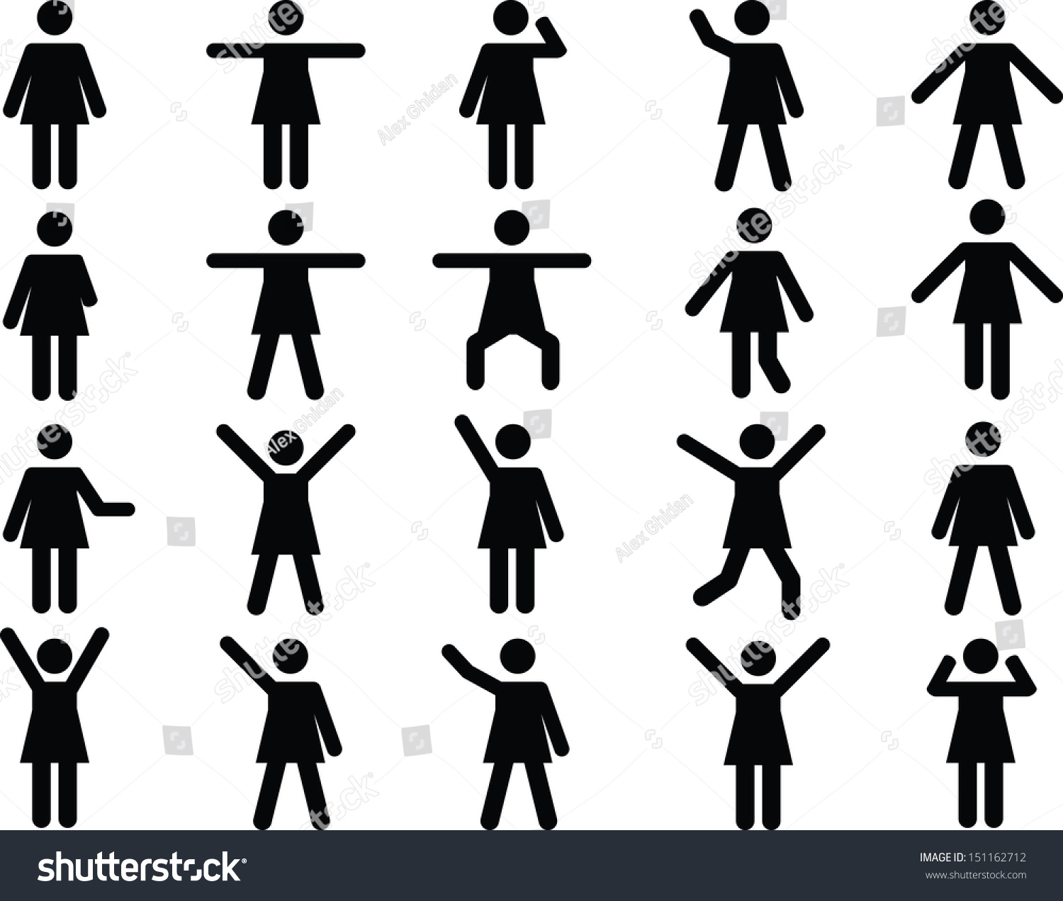 Set Active Woman Pictograms Illustrated On Stock Vector 151162712 ...