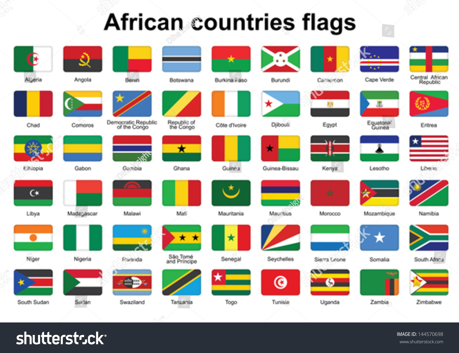 Set African Countries Flag Buttons Rounded Stock Vector (Royalty Free ...