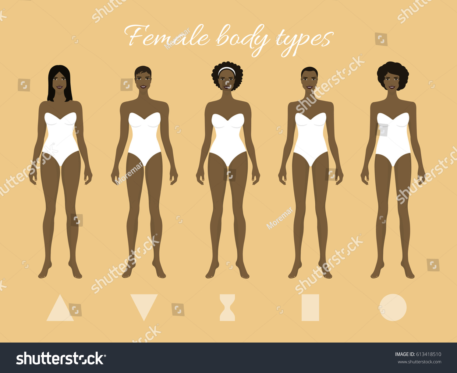 Set African Female Body Shape Types Stock Vector Royalty Free 613418510
