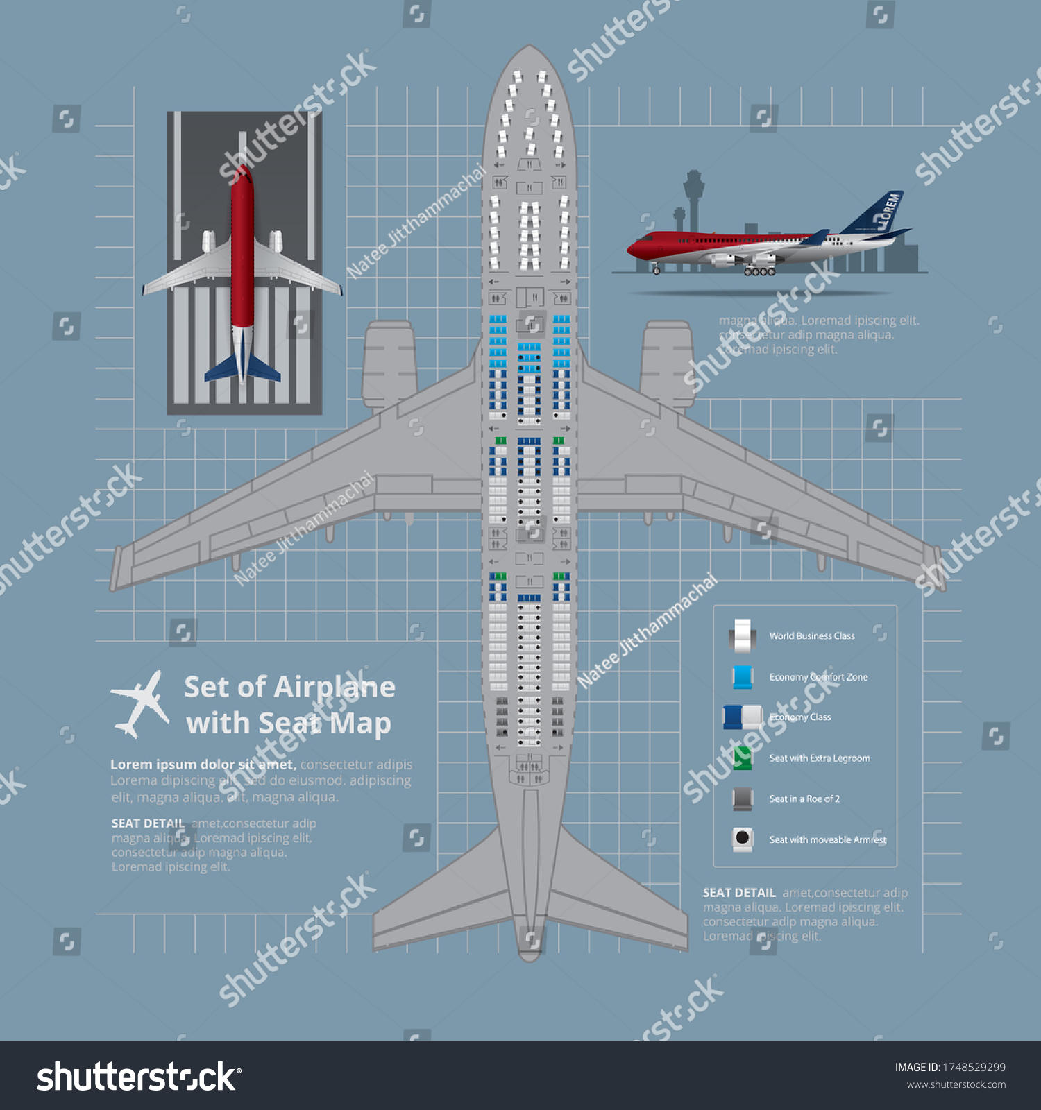 Set Airplane Seat Map Isolated Vector Stock Vector (royalty Free 