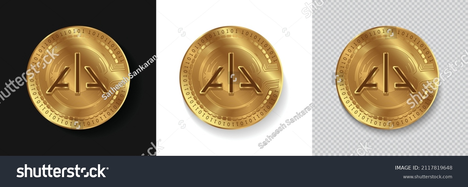 SVG of Set of Alpha Finance Lab ALPHA cryptocurrency logo in golden coins vector illustration isolated in white, dark and transparent background. Can be used as crypto label,sticker, icon and badge svg