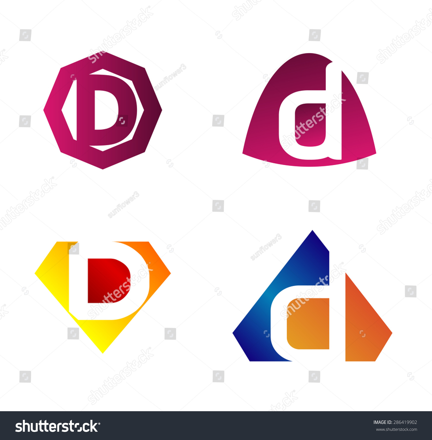 Set Alphabet Symbols Elements Letter D Stock Vector (Royalty Free