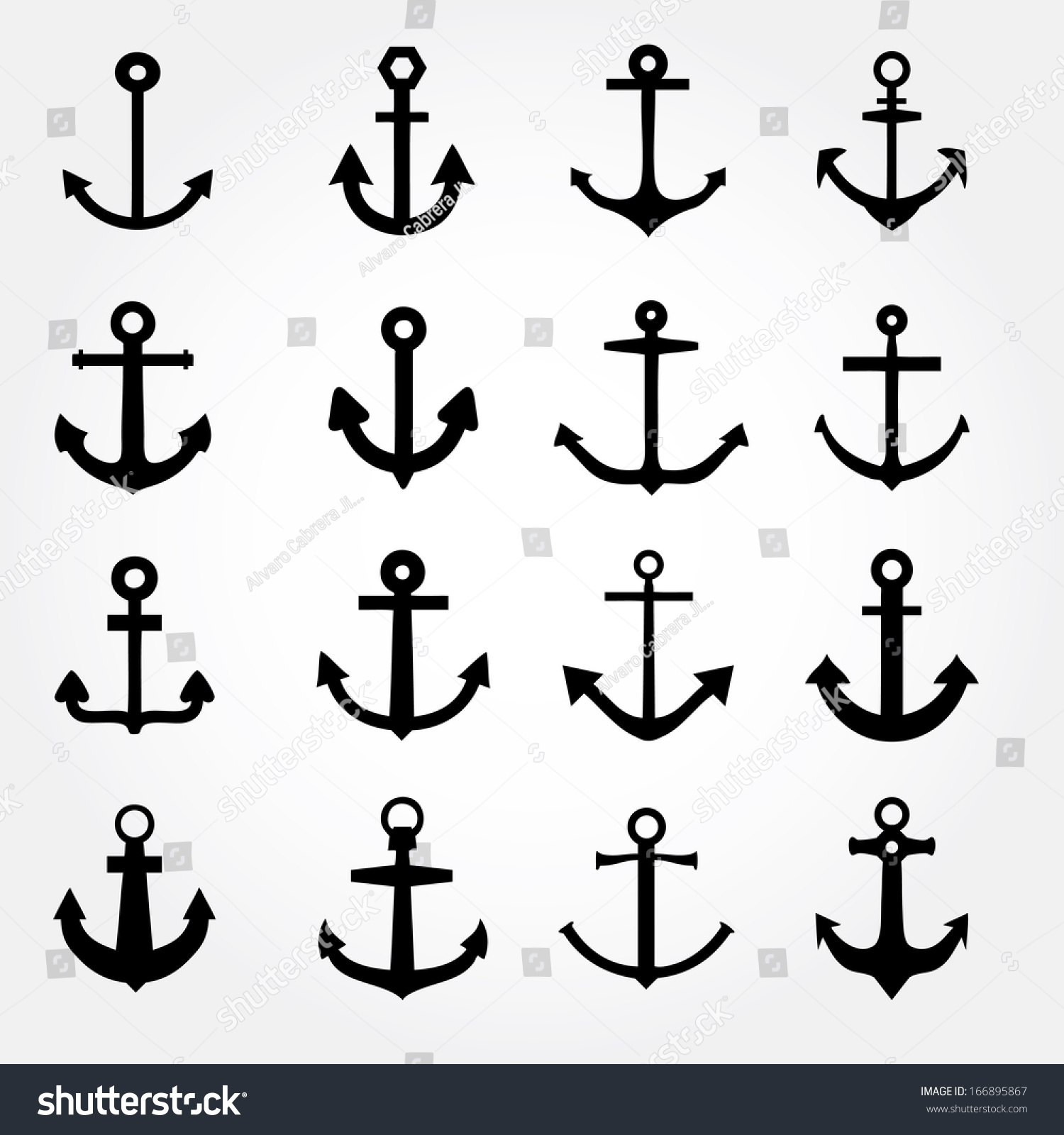 SVG of Set of anchor symbols or logo template vector svg