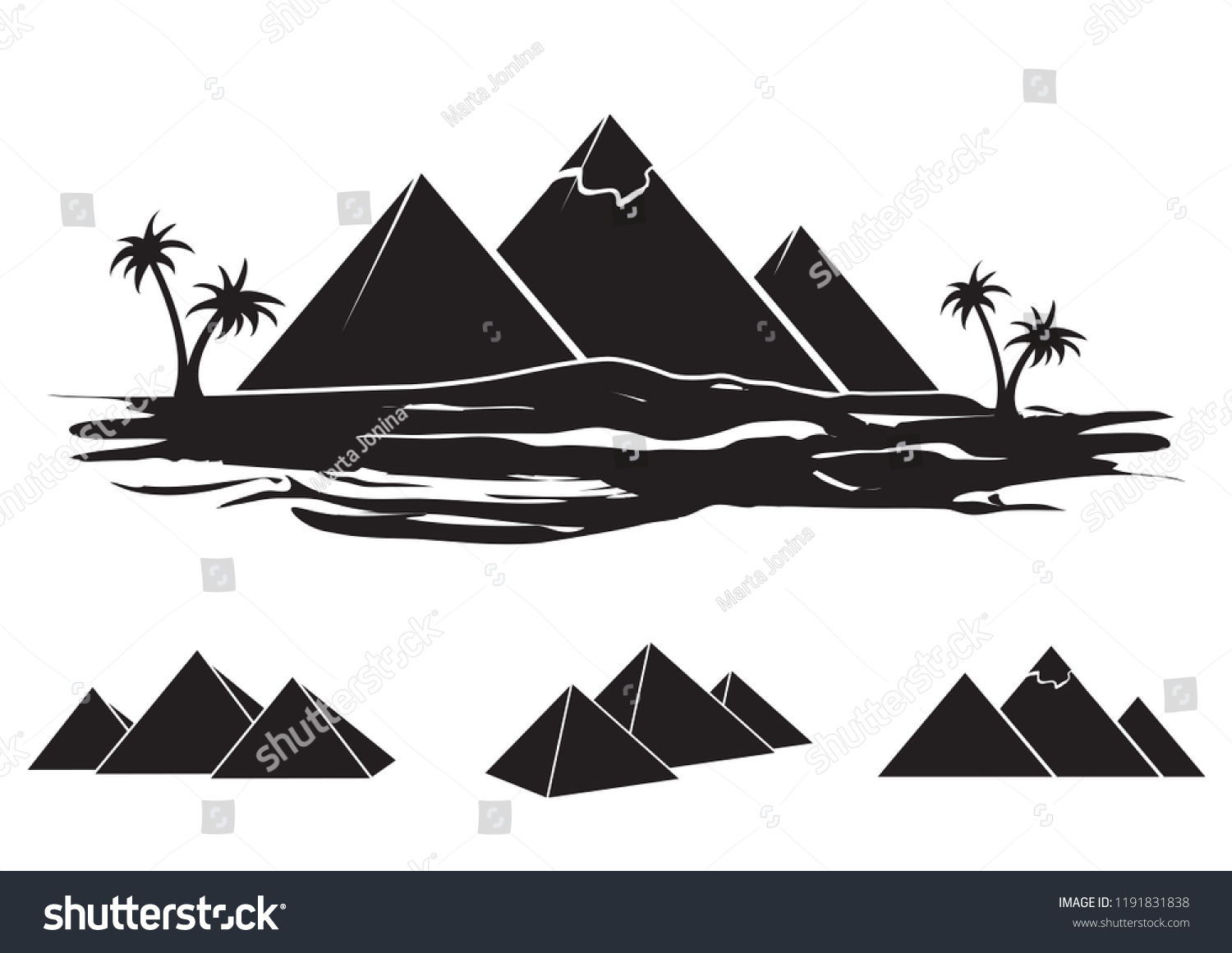 Set Ancient Egypt Silhouettes Pyramids Different Stock Vector (Royalty ...