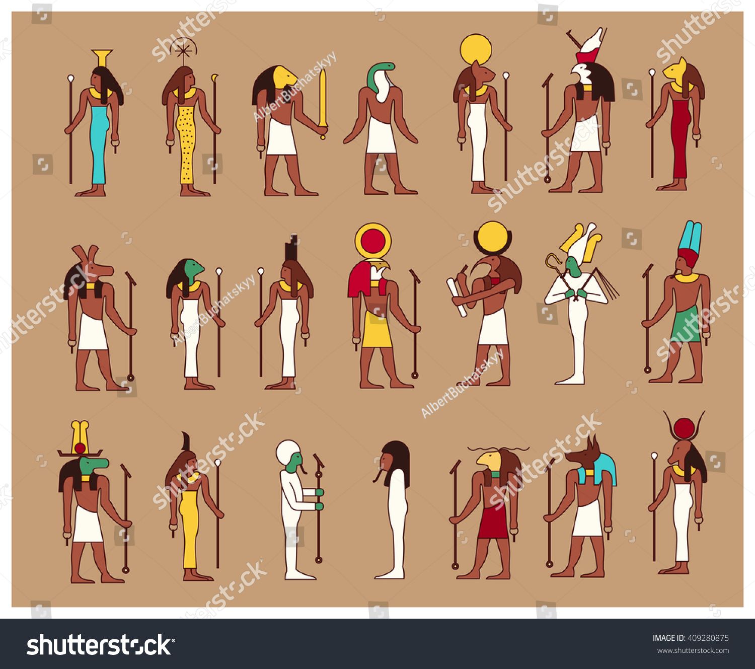 Set 21 Ancient Male Female Egypt Stock Vector 409280875 - Shutterstock