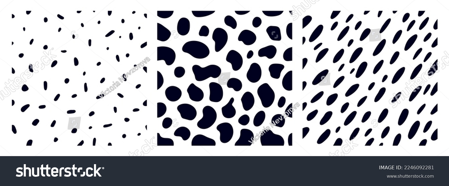SVG of Set of animal pattern for textile design. Seamless pattern of dalmatian or cow spots. Natural textures. svg