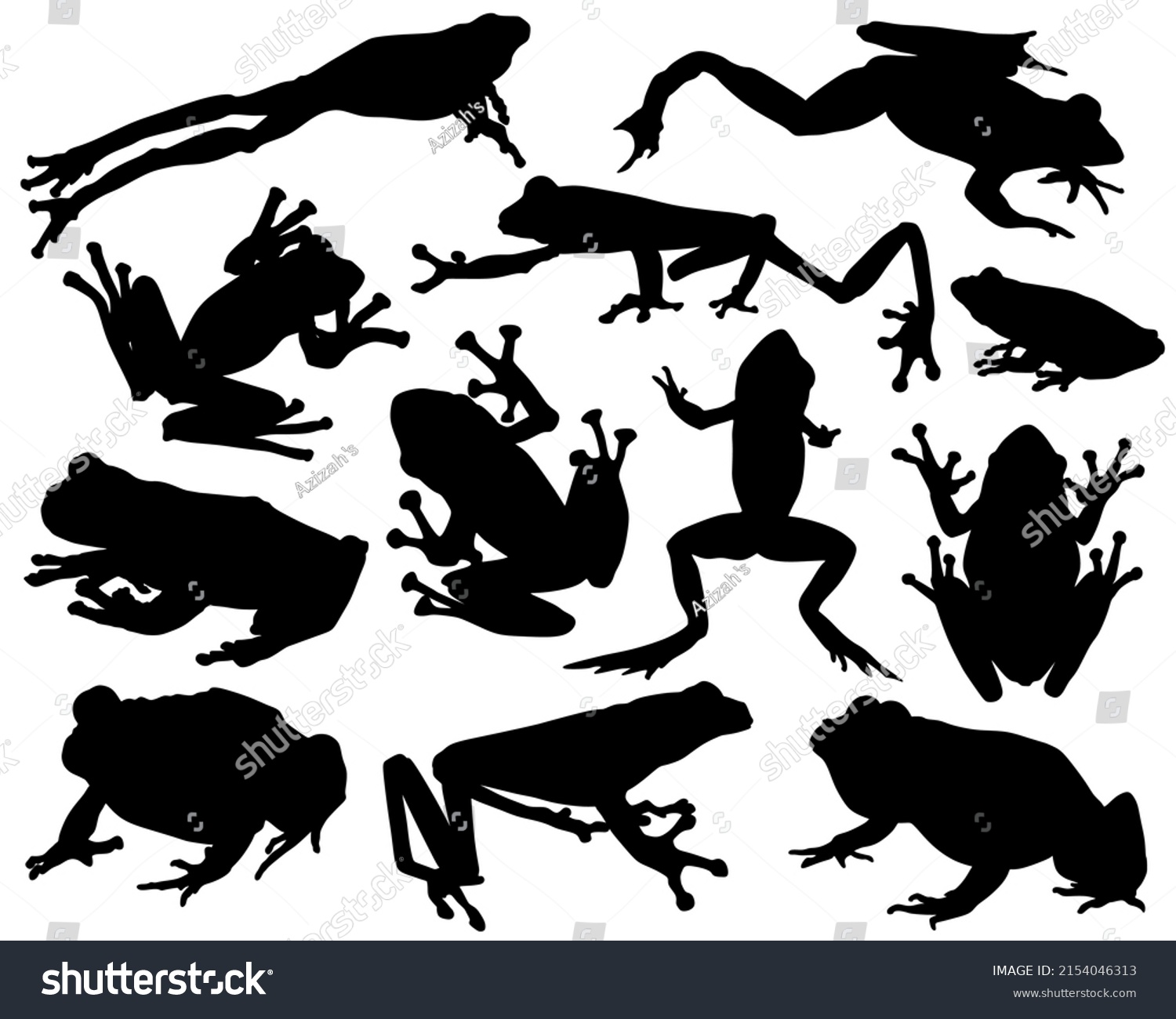 Set Animal Silhouettes Black Set Frog Stock Vector (Royalty Free ...