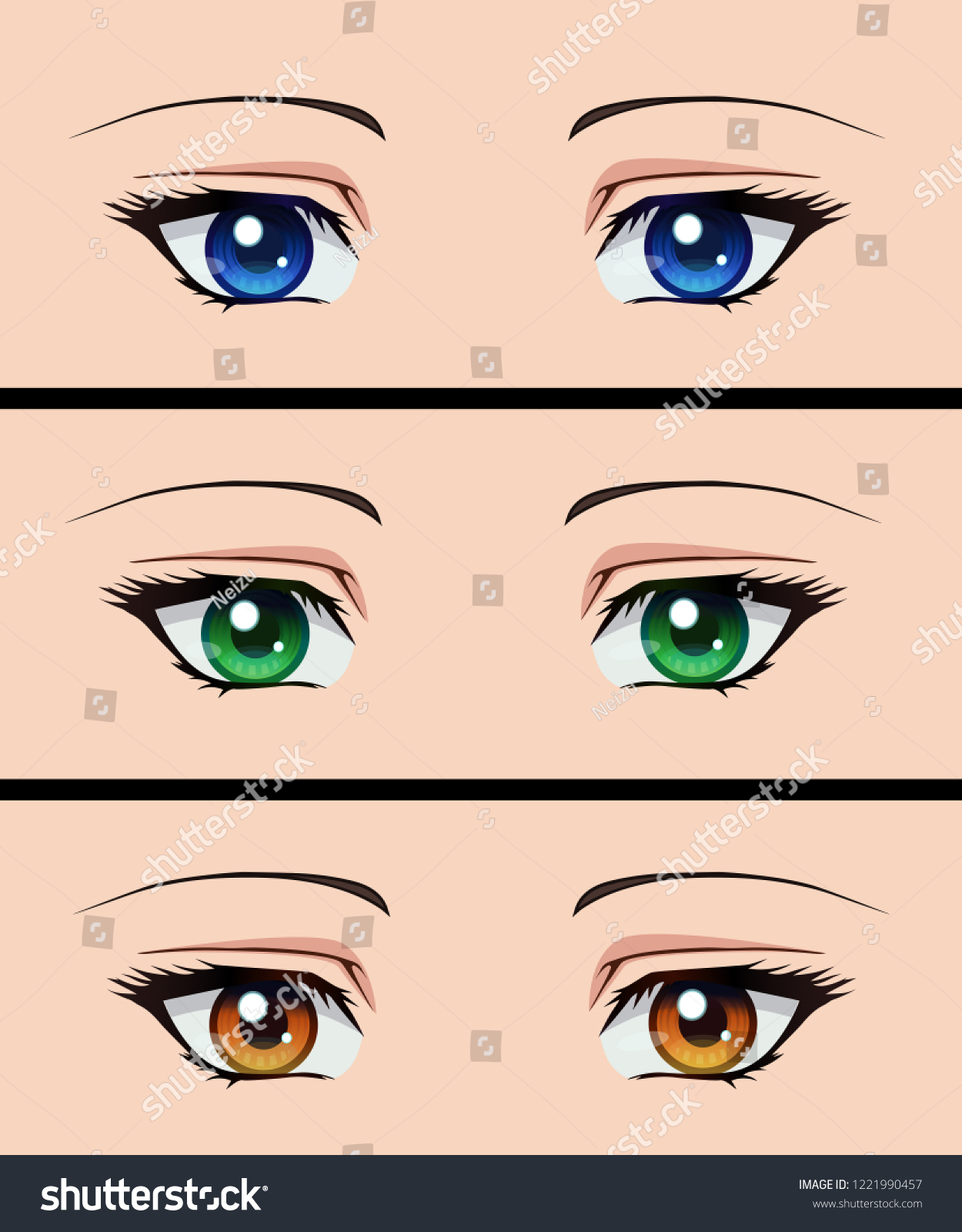 Set Anime Eyes Vector Illustration Female Stock Vector (Royalty Free ...