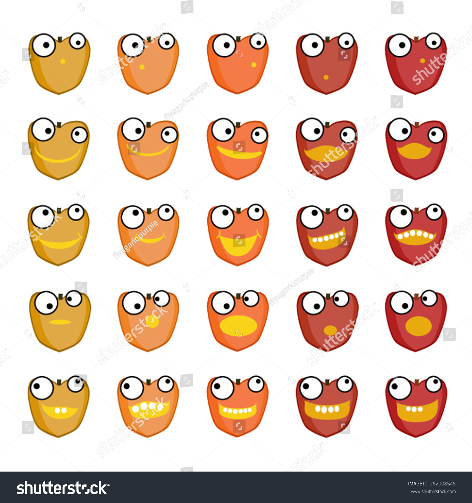 Set Apricots Emoticons Stock Vector 262008545 Shutterstock