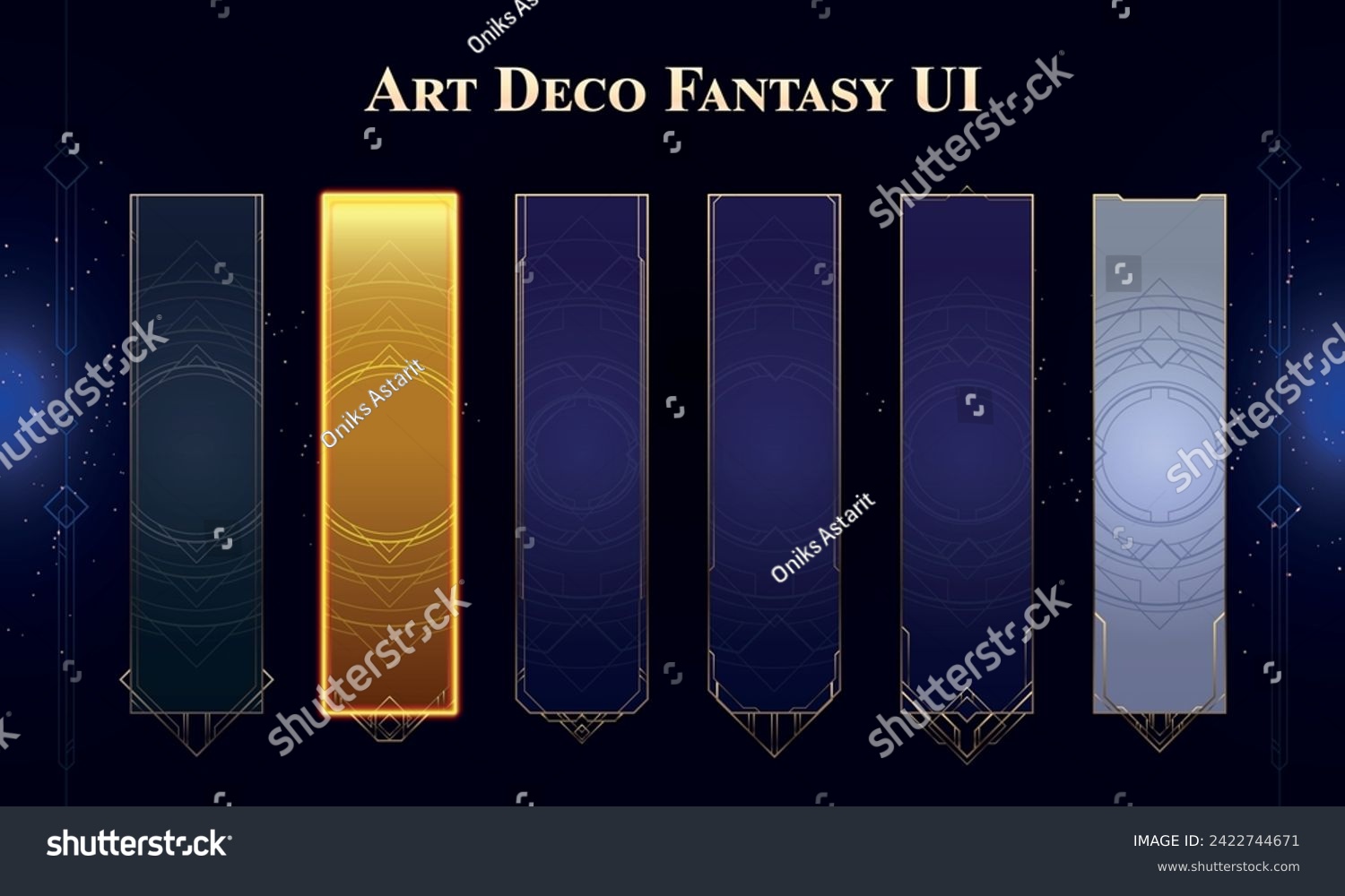 SVG of Set of Art Deco Modern Banners for user interface. Fantasy magic HUD. Template for rpg game interface. Vector Illustration EPS10 svg