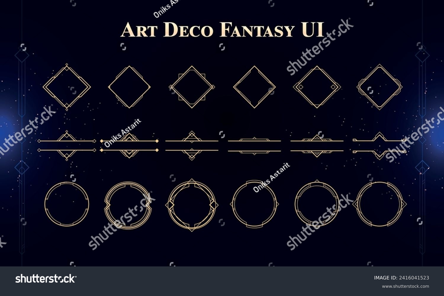 SVG of Set of Art Deco Modern User Interface Elements. Fantasy magic HUD. Good for game UI. Vector Illustration EPS10 svg