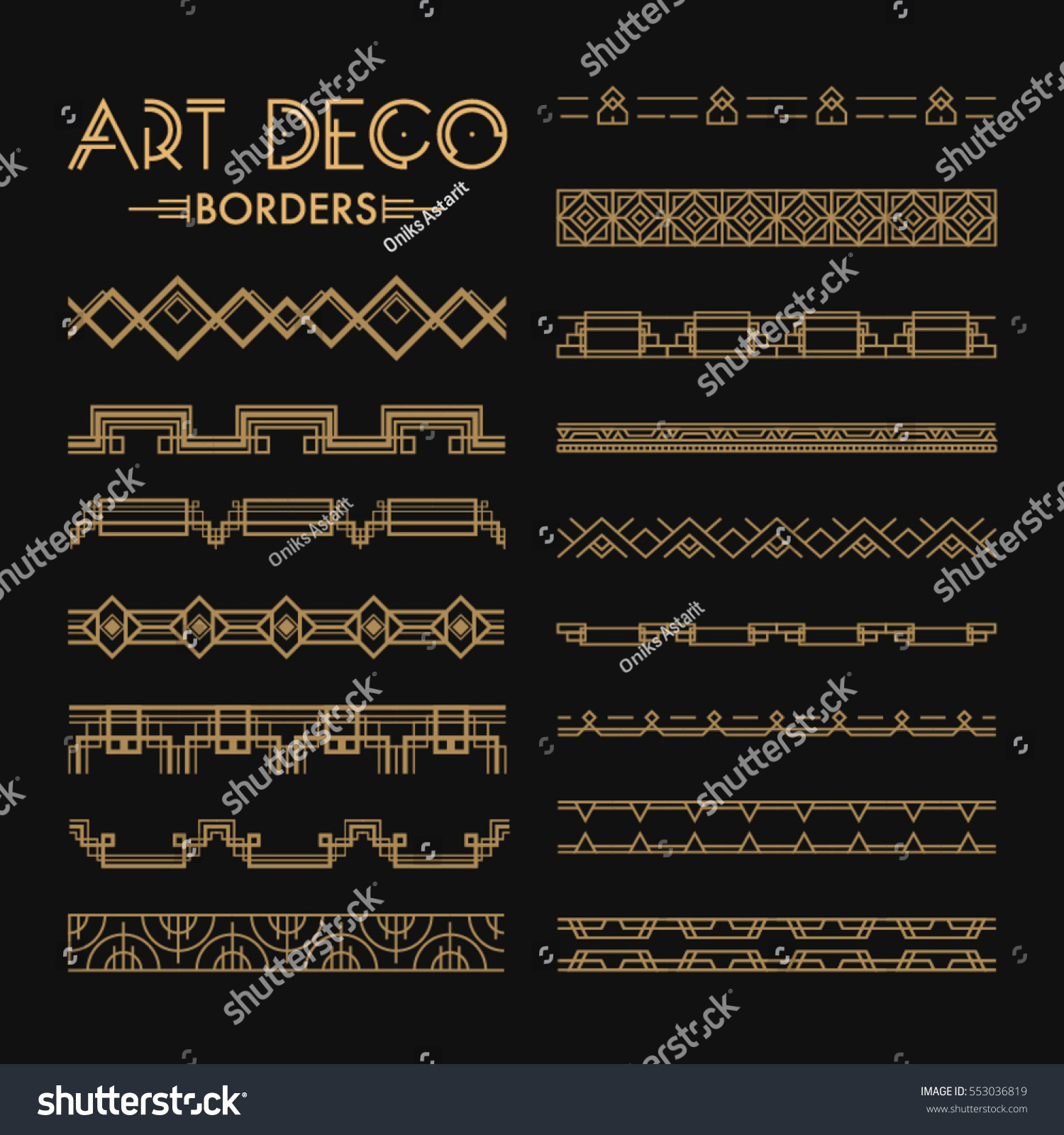 set art deco patterns ornaments creative stock vector royalty free