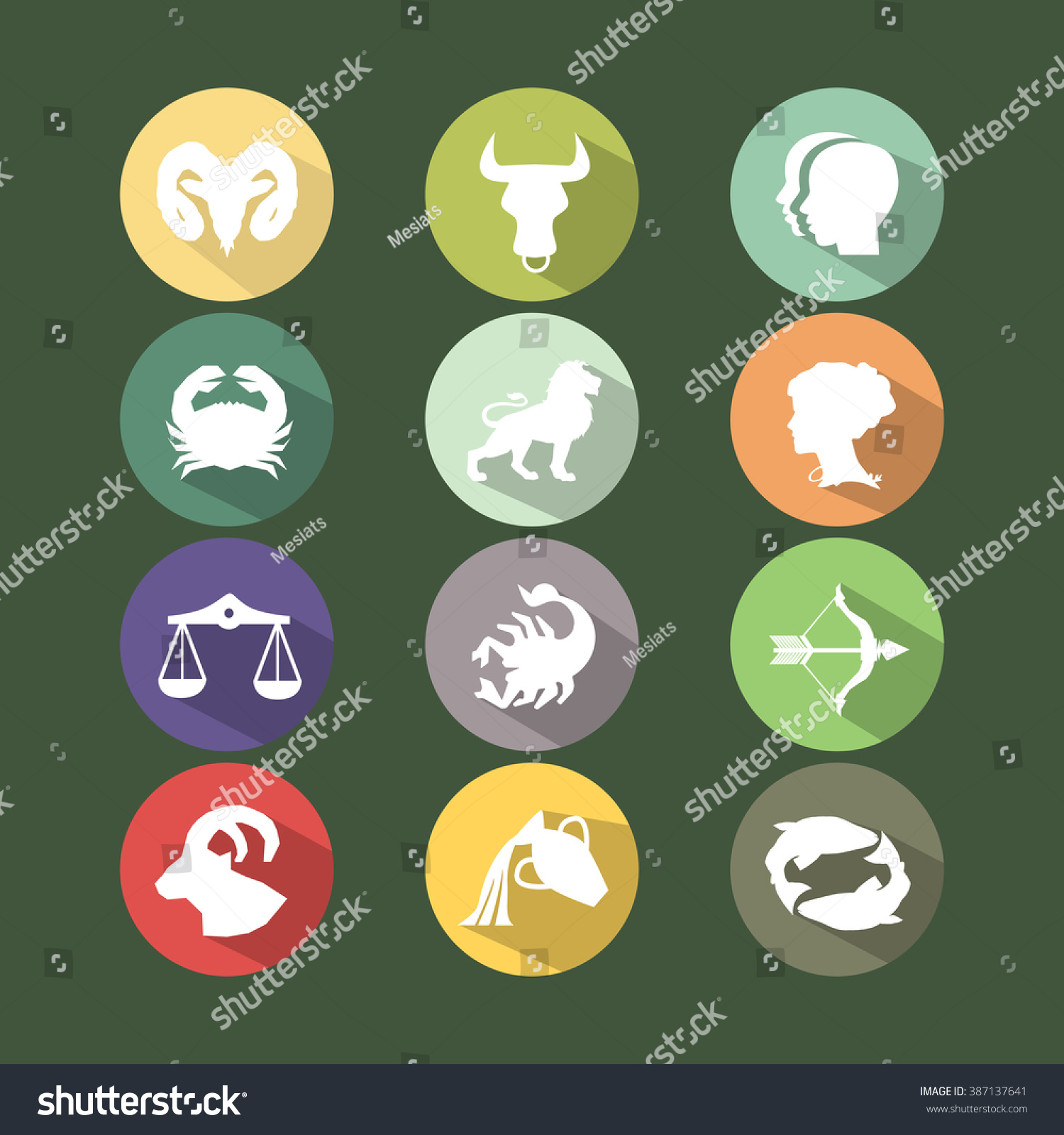 Set Astrological Zodiac Symbols Horoscope Signs Stock Vector Royalty Free 387137641 6839