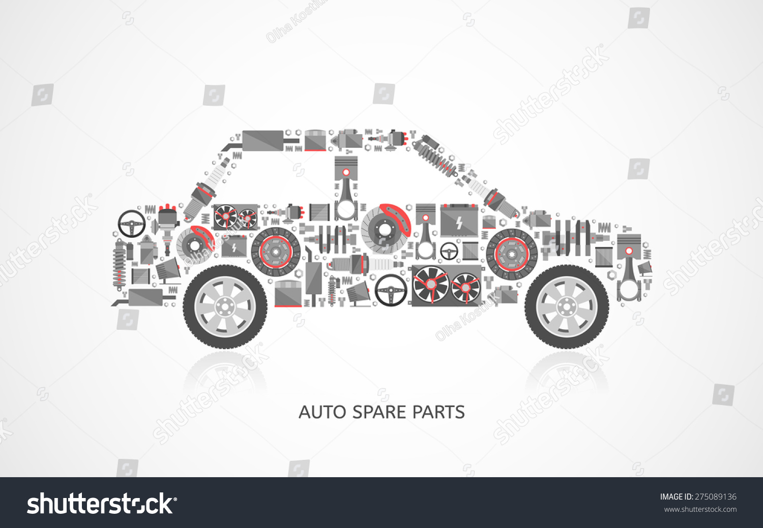 Set Auto Spare Parts Car Repair Stock Vector (Royalty Free) 275089136