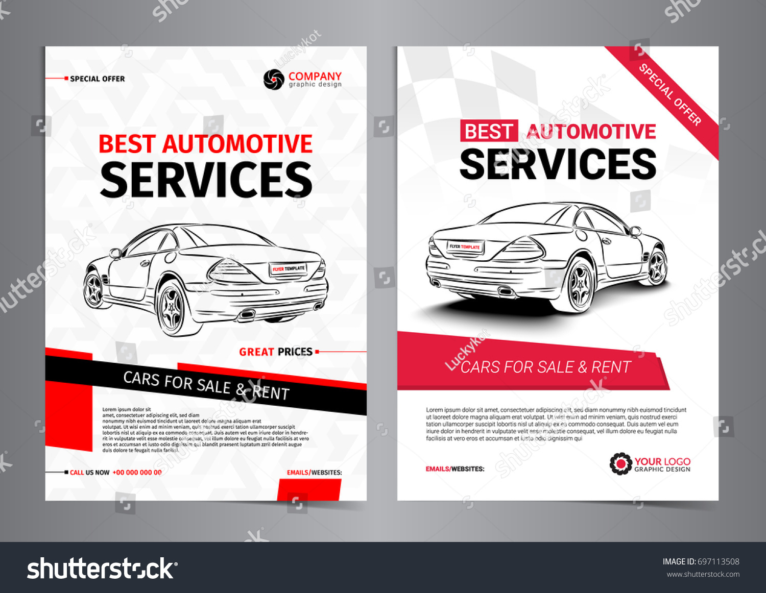 Set Automotive Services Layout Templates Cars Stock Vector Pertaining To Automotive Gift Certificate Template
