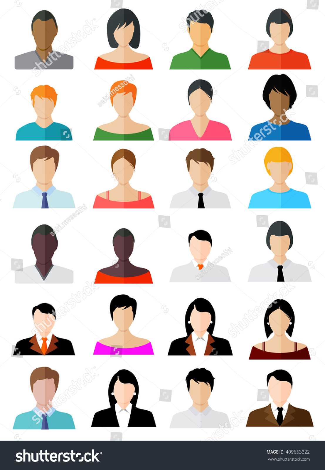 Set Of Avatar Color Icons - Illustration - 409653322 : Shutterstock