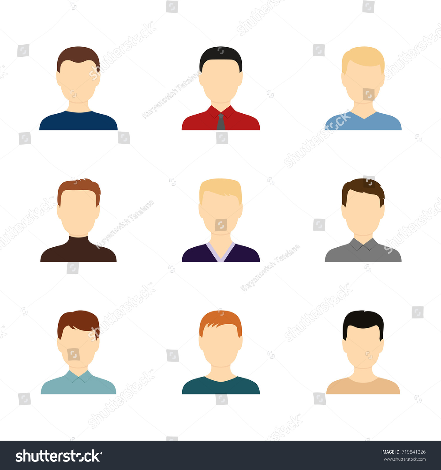 Set Avatars Handsome Men Vector Illustration Stock Vector Royalty Free