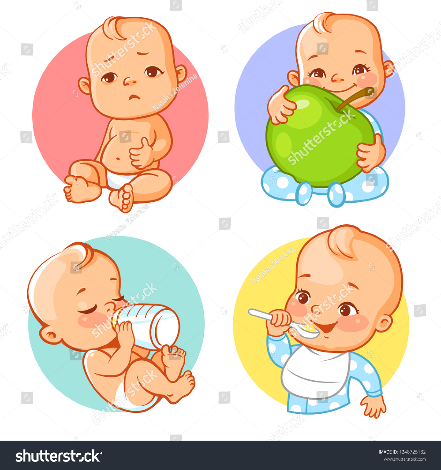 Ensemble D Autocollants Pour Bebe Emoji Bebe Image Vectorielle De Stock Libre De Droits