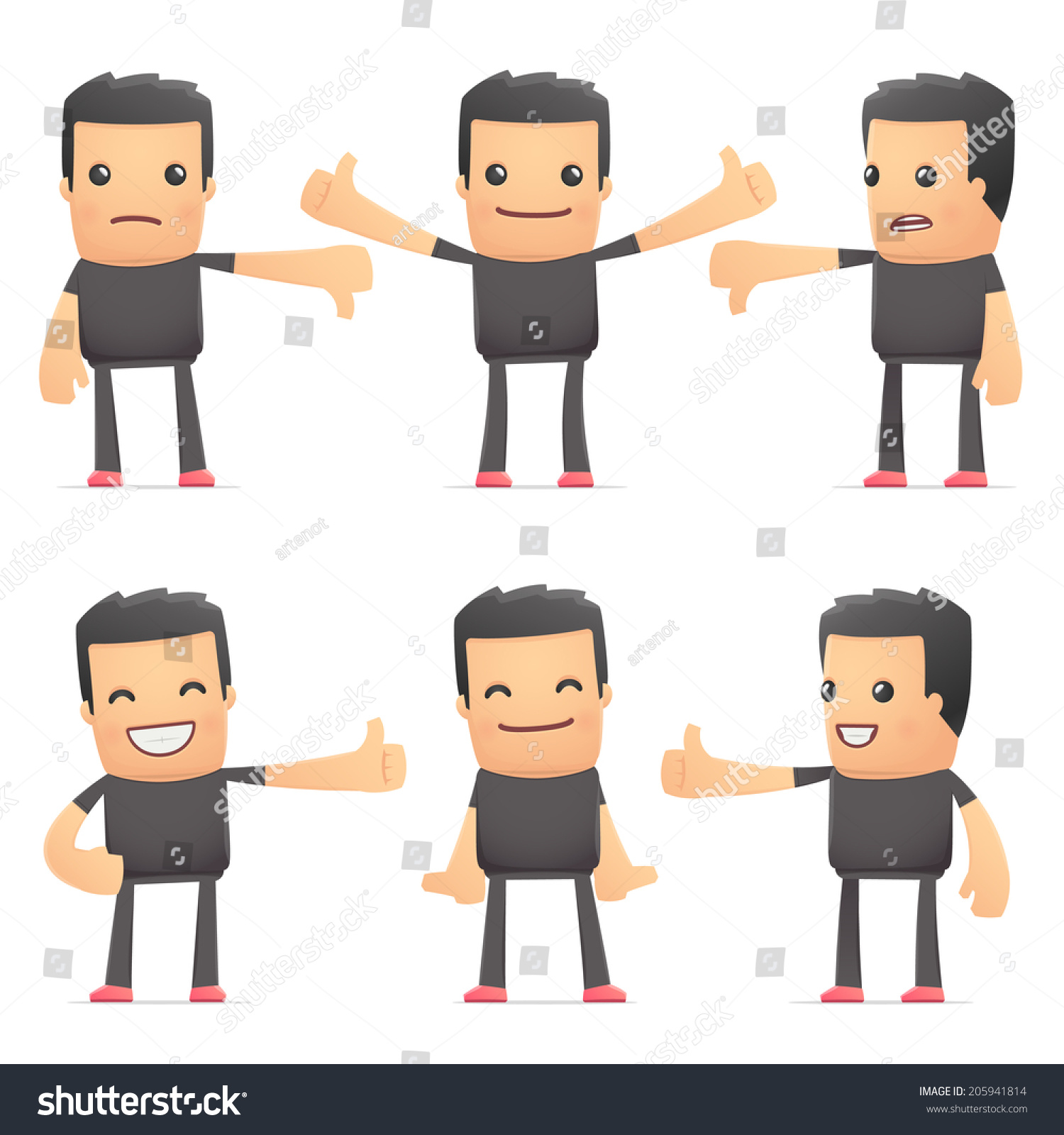 SVG of set of bad guy character in different interactive  poses svg