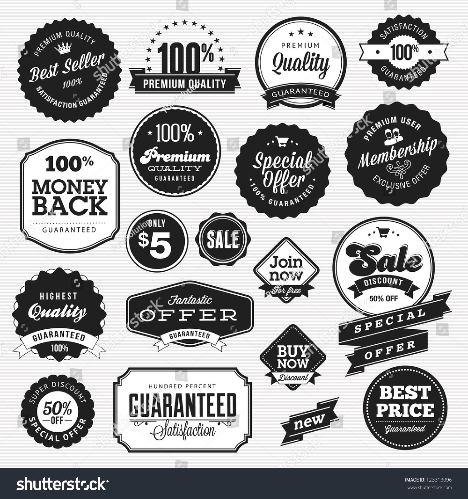 Set Of Badges And Stickers For Sale Stock Vector Illustration 123313096 ...