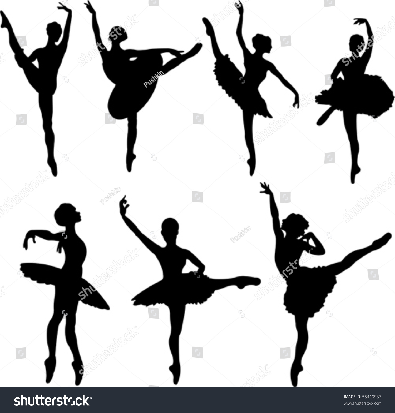 Set Ballet Dancers Silhouettes Vector Illustration Stock Vector ...