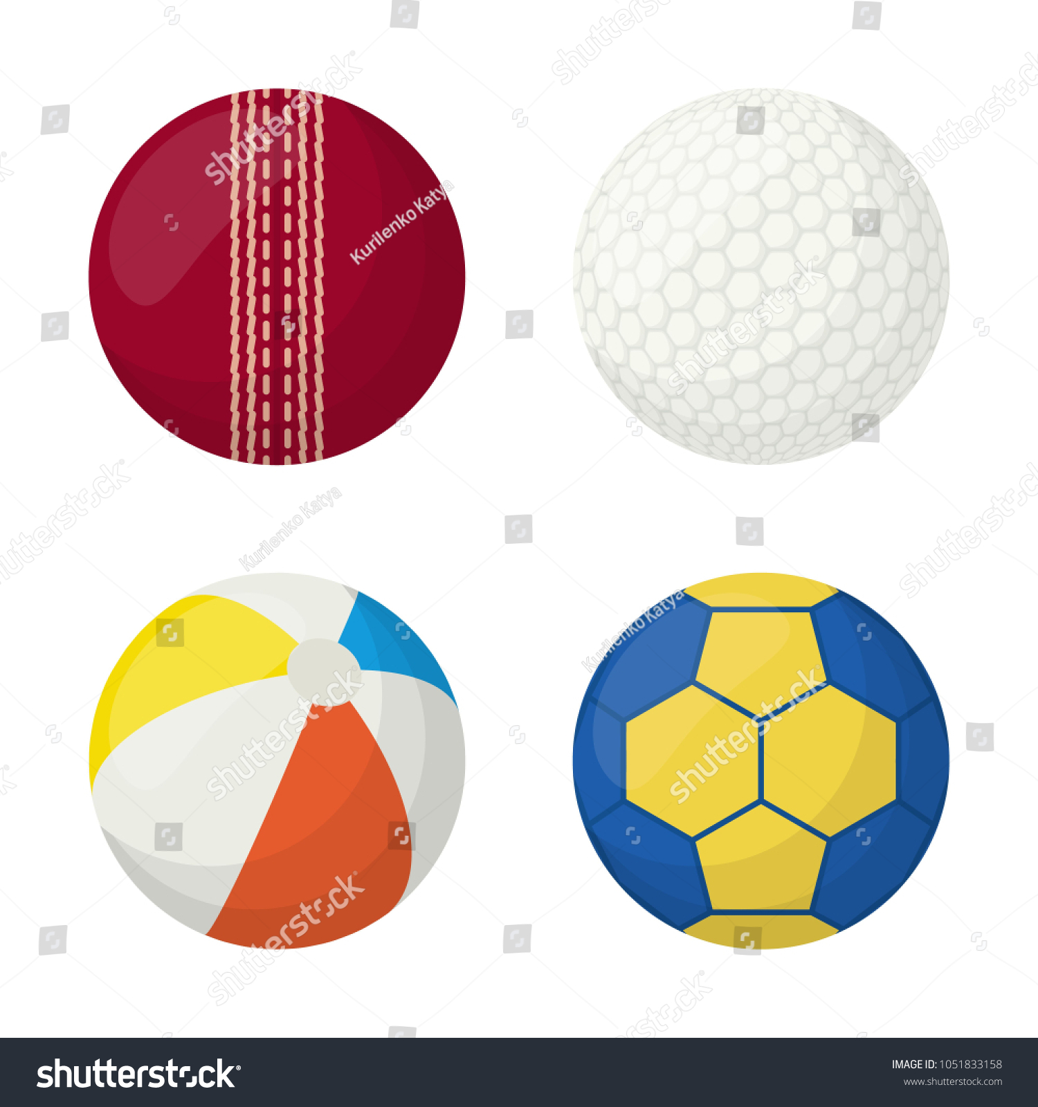 Set Balls Different Types Sports Isolated Stock Vector (Royalty Free