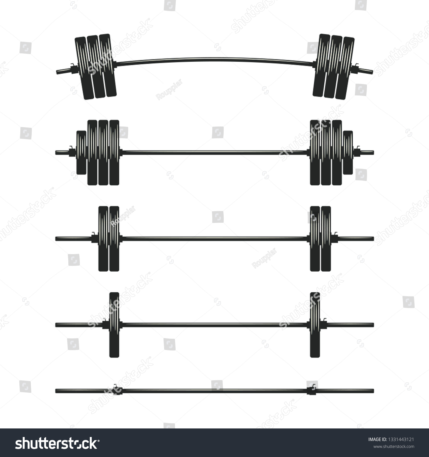 Set Of Barbells Bodybuilding Gym Crossfit Workout Fitness Club Symbol