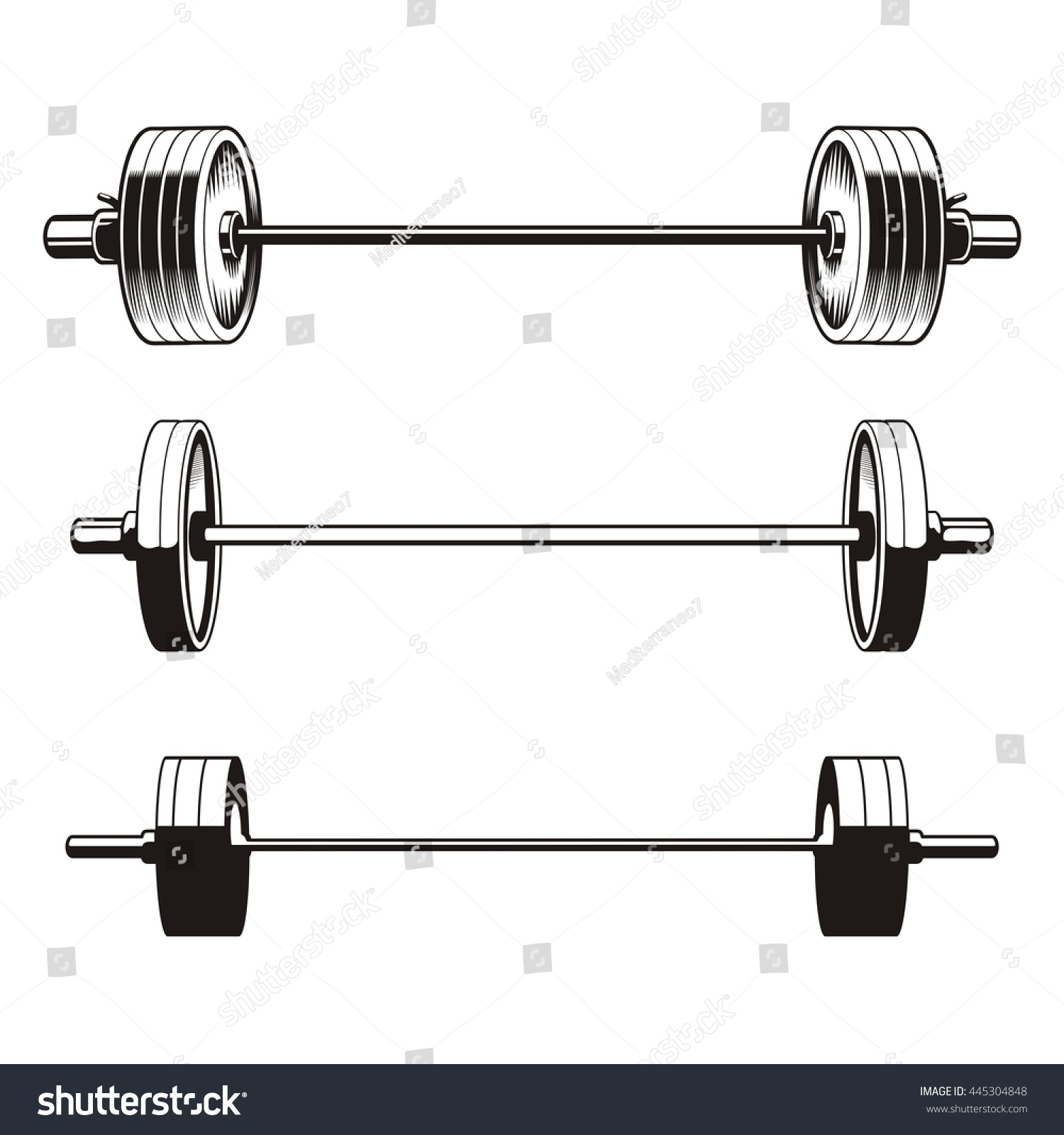 Set Barbells Vector Illustration Stock Vektorgrafik Lizenzfrei Shutterstock