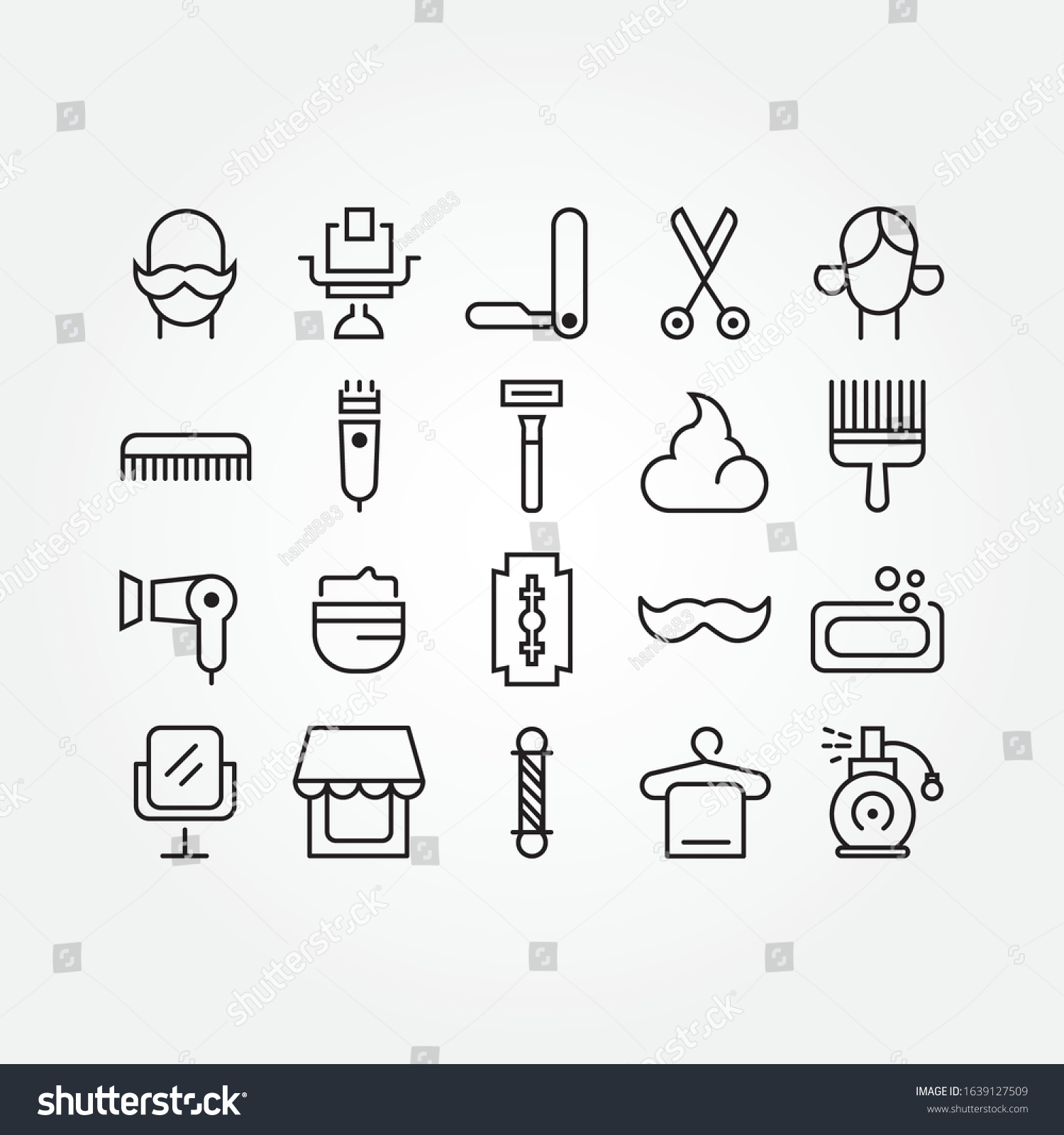 Set Barber Shop Icons Man Hair Vector De Stock Libre De Regalías 1639127509 Shutterstock 0286