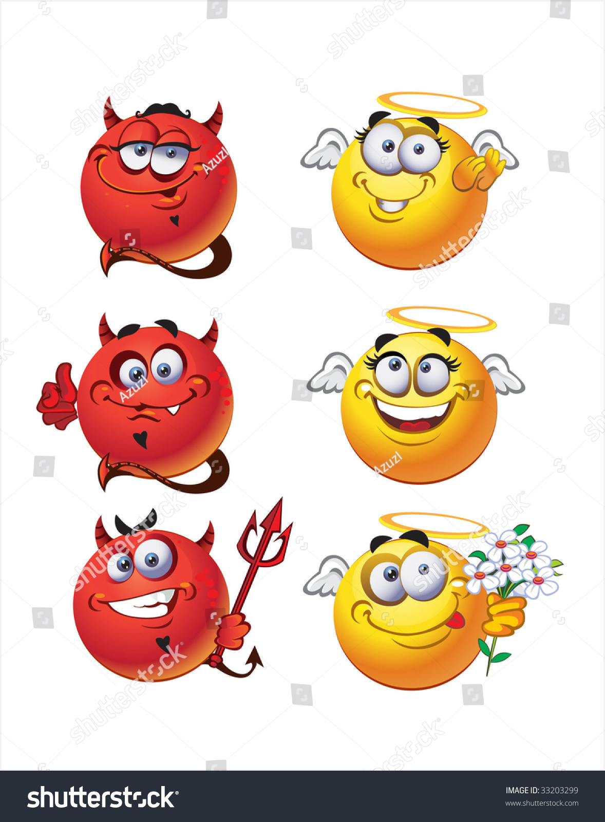 Set Batch Round Smiles Angels Devils Stock Vector (Royalty Free ...