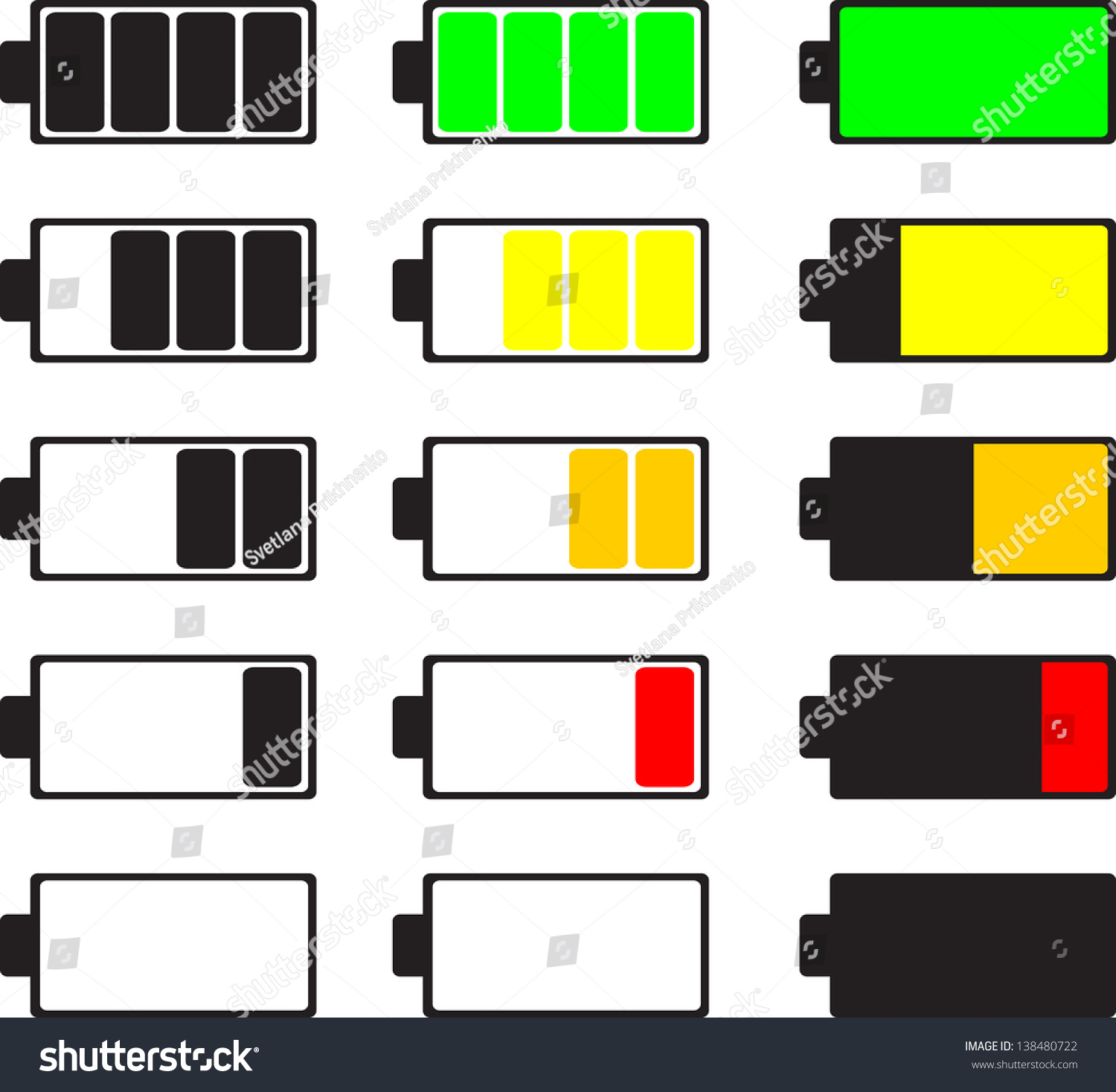 Set Of Battery Icon Stock Vector Illustration 138480722 : Shutterstock