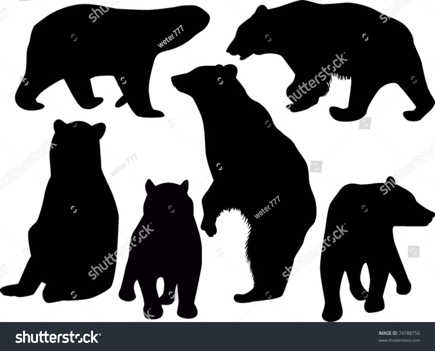 SVG of set of bears isolated on white background svg