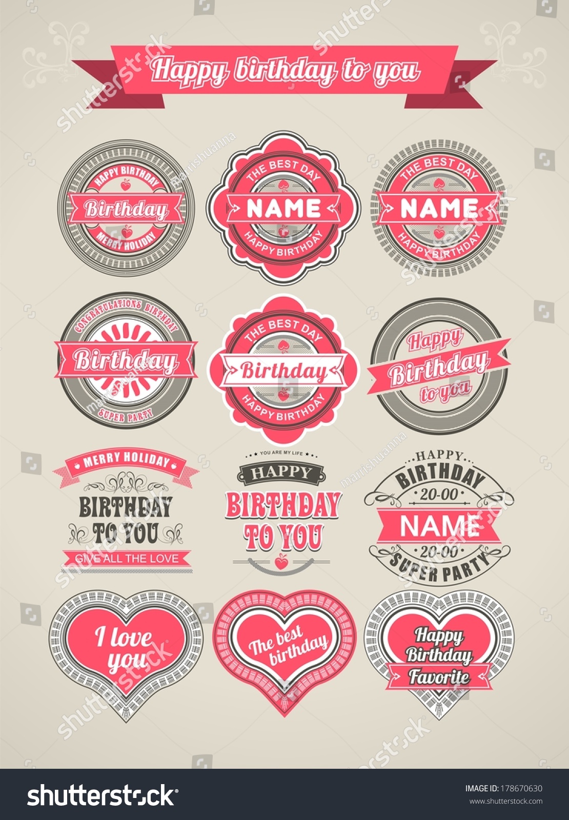 Set 12 Beautiful Vintage Frames Inscriptions Stock Vector Royalty Free