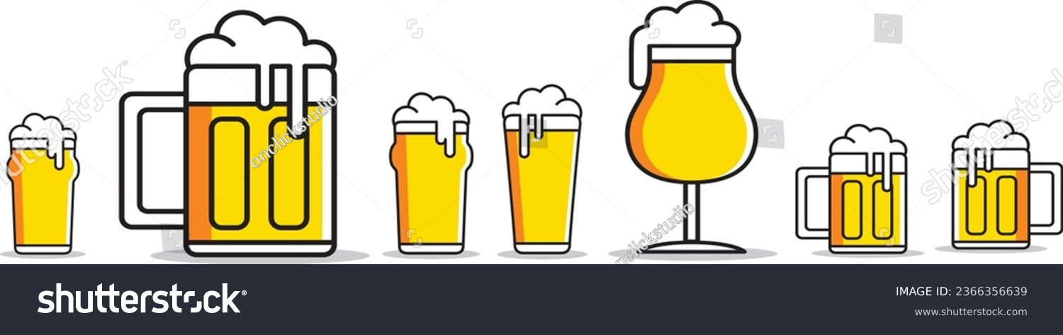 SVG of set of beer glasses, bottles, mugs vector design, beer mug vector set clipart svg