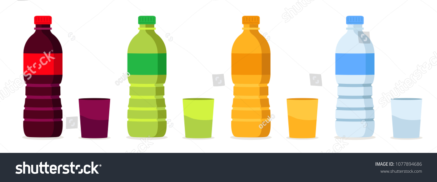 SVG of Set of Beverages bottles, soda, lemon, orange and water svg