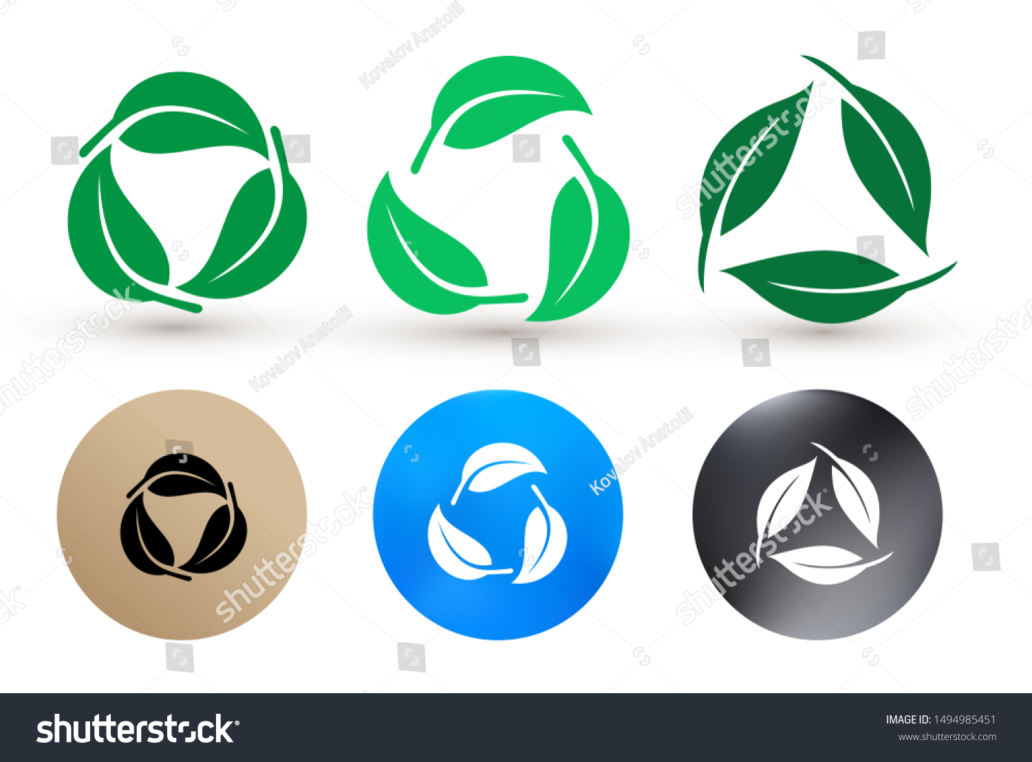 SVG of Set of biodegradable recyclable plastic free package icon. Bio recyclable degradable and recycle leaves label logo template. Vector illustration. Isolated on white background. svg