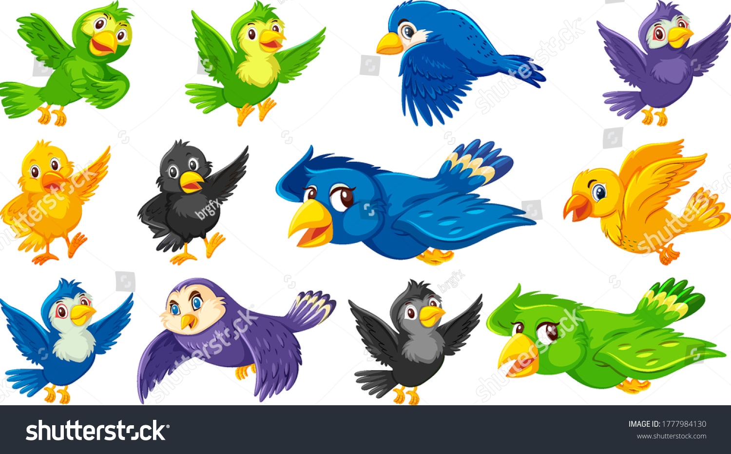 Set Bird Cartoon Character Illustration Stock Vector (Royalty Free ...