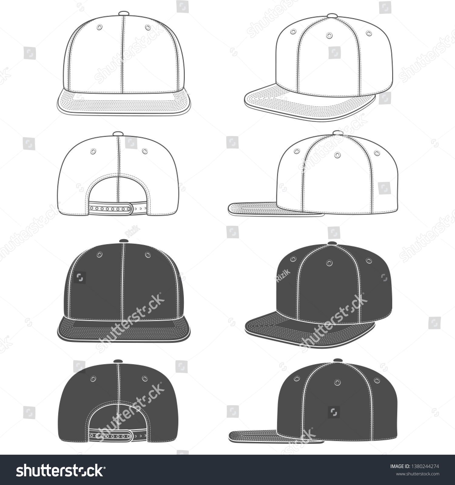 Set Black White Images Rapper Cap Stock Vector (Royalty Free ...