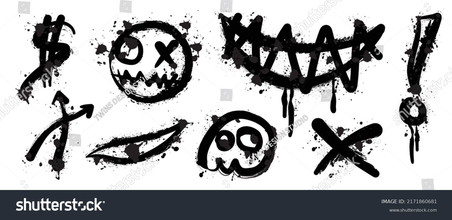 Set Black Graffiti Spray Collection Arrow Stock Vector (Royalty Free ...