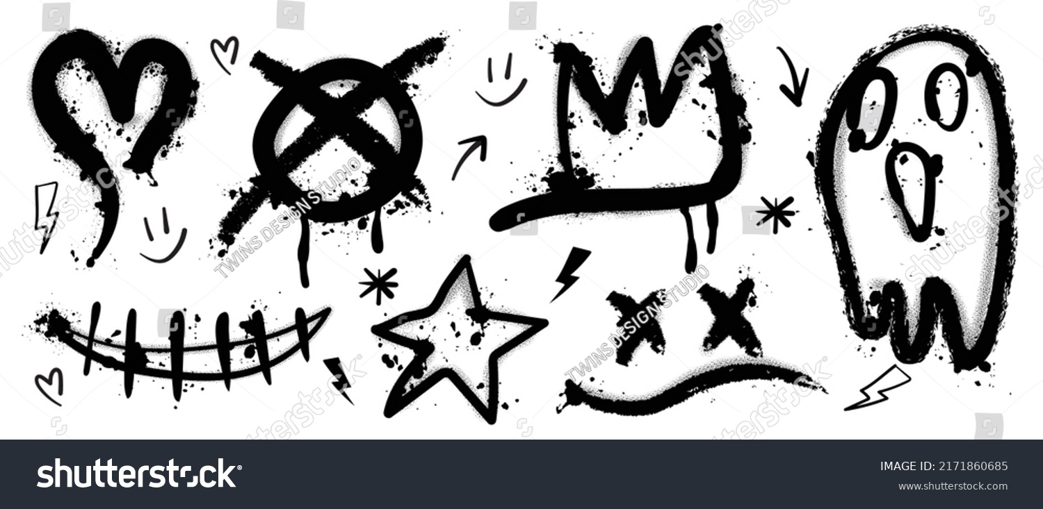 Set Black Graffiti Spray Collection Arrow Stock Vector (Royalty Free ...