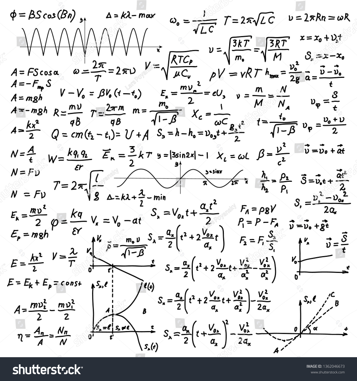 Set Black Handdrawn Complicated Scientific Formulas Stock Vector ...